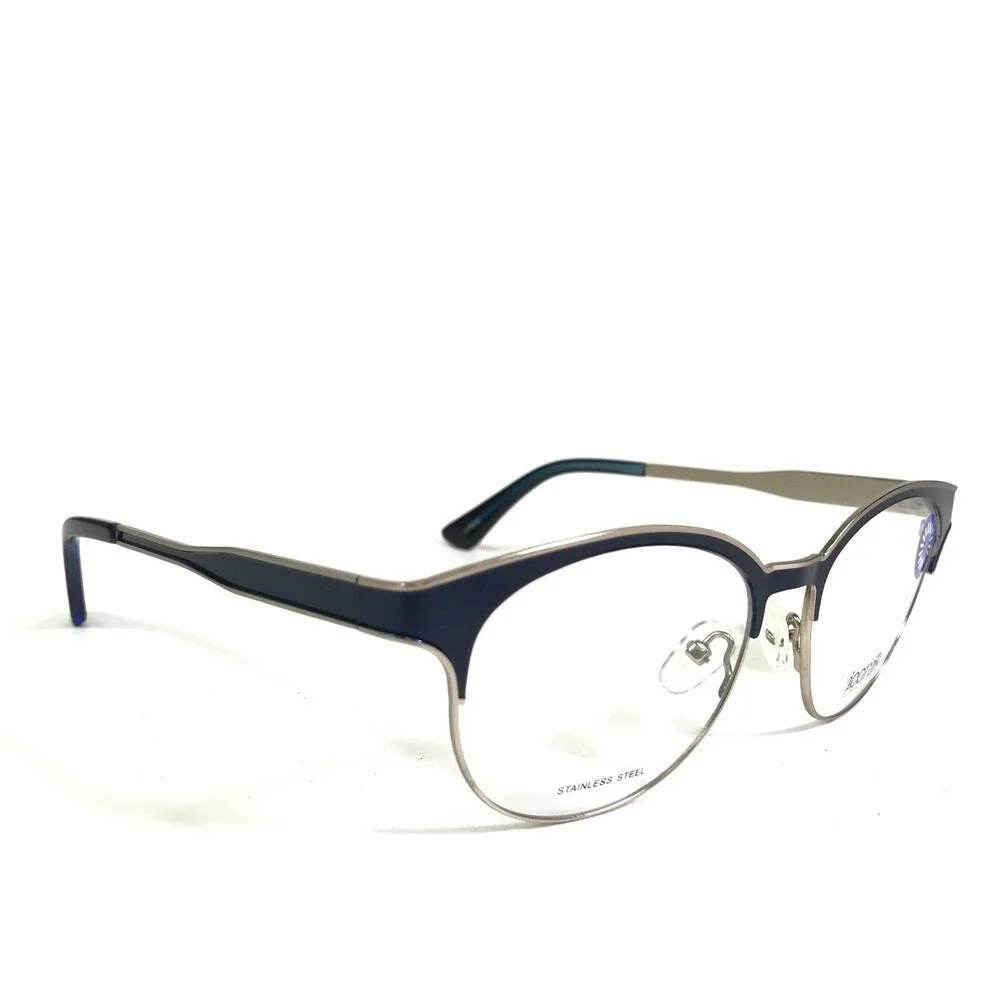 Iconik Eyeglasses Frames Helen C01 Blue Gold Round Full Rim 52-16-140